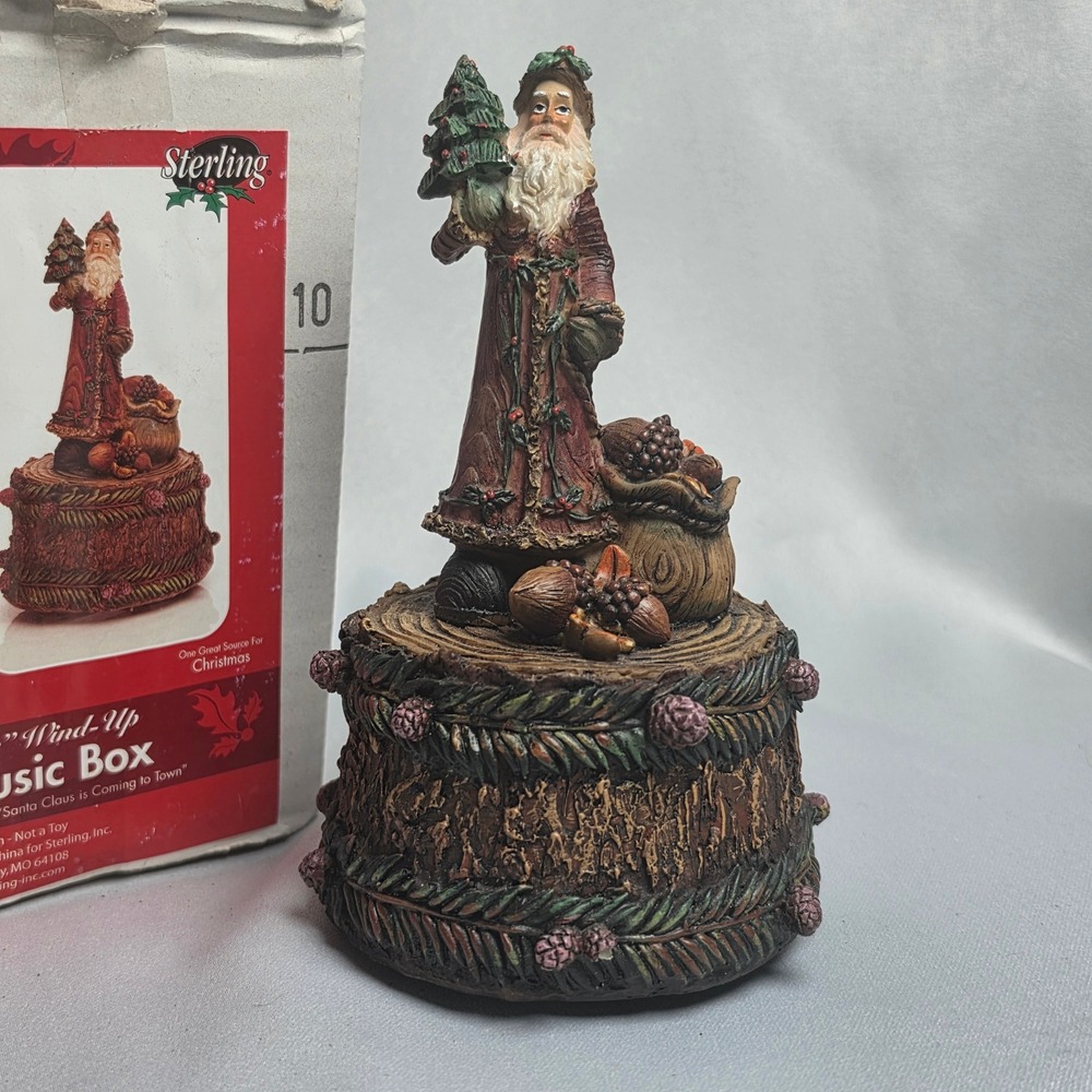 Sterling Inc Santa Claus 6.5" Wind-Up Music Box Santa Claus is Coming to Town